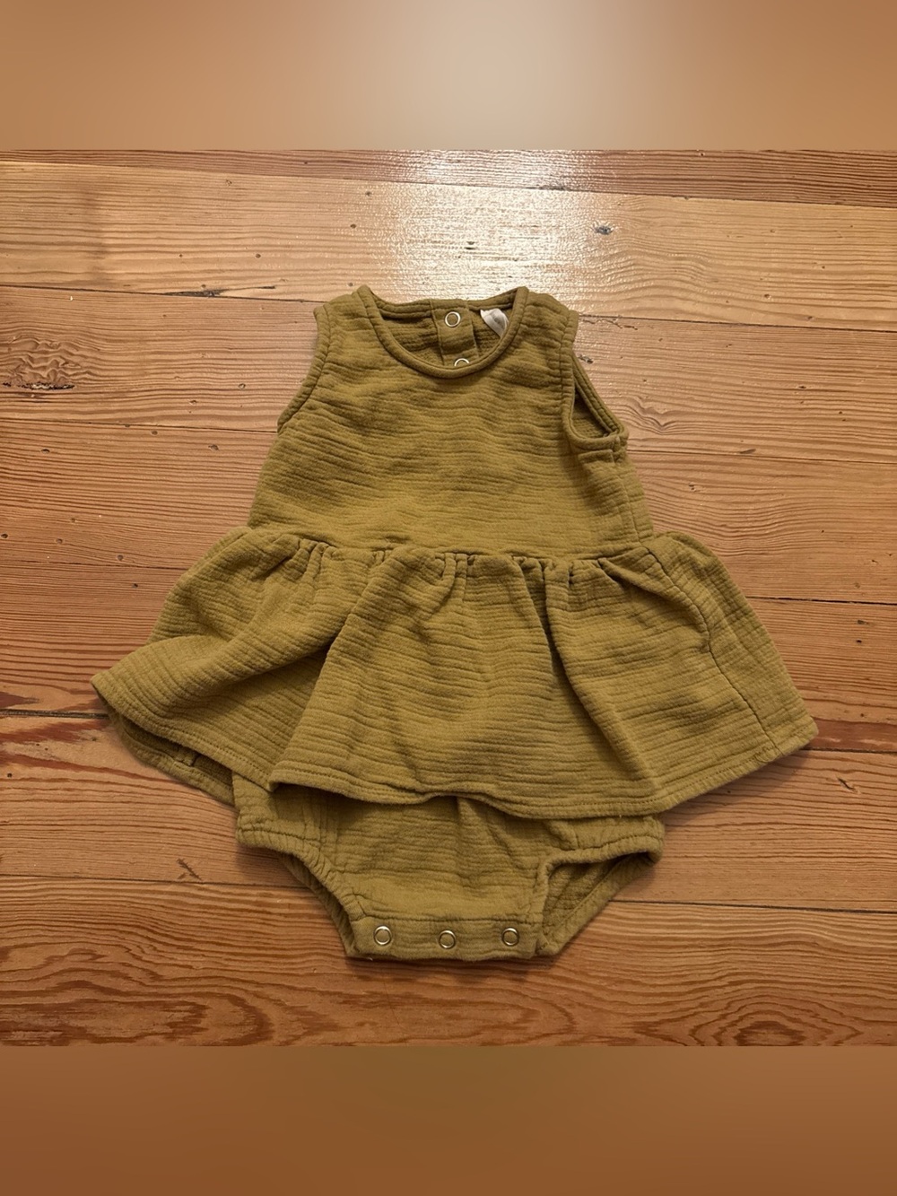 Quincy Mae - Skirted Tank Romper (Gold) - 3-6 Months